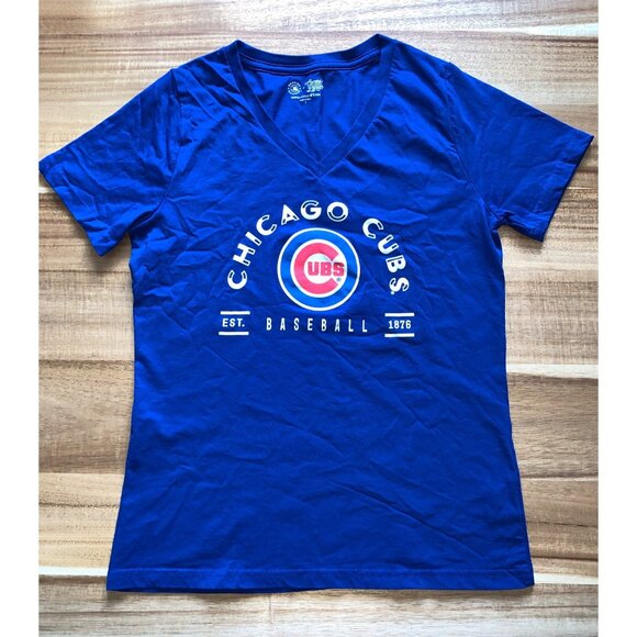 Genuine Merchandise Chicago Cubs Womens Blue V-Neck T-Shirt Size Large - Picture 2 of 12